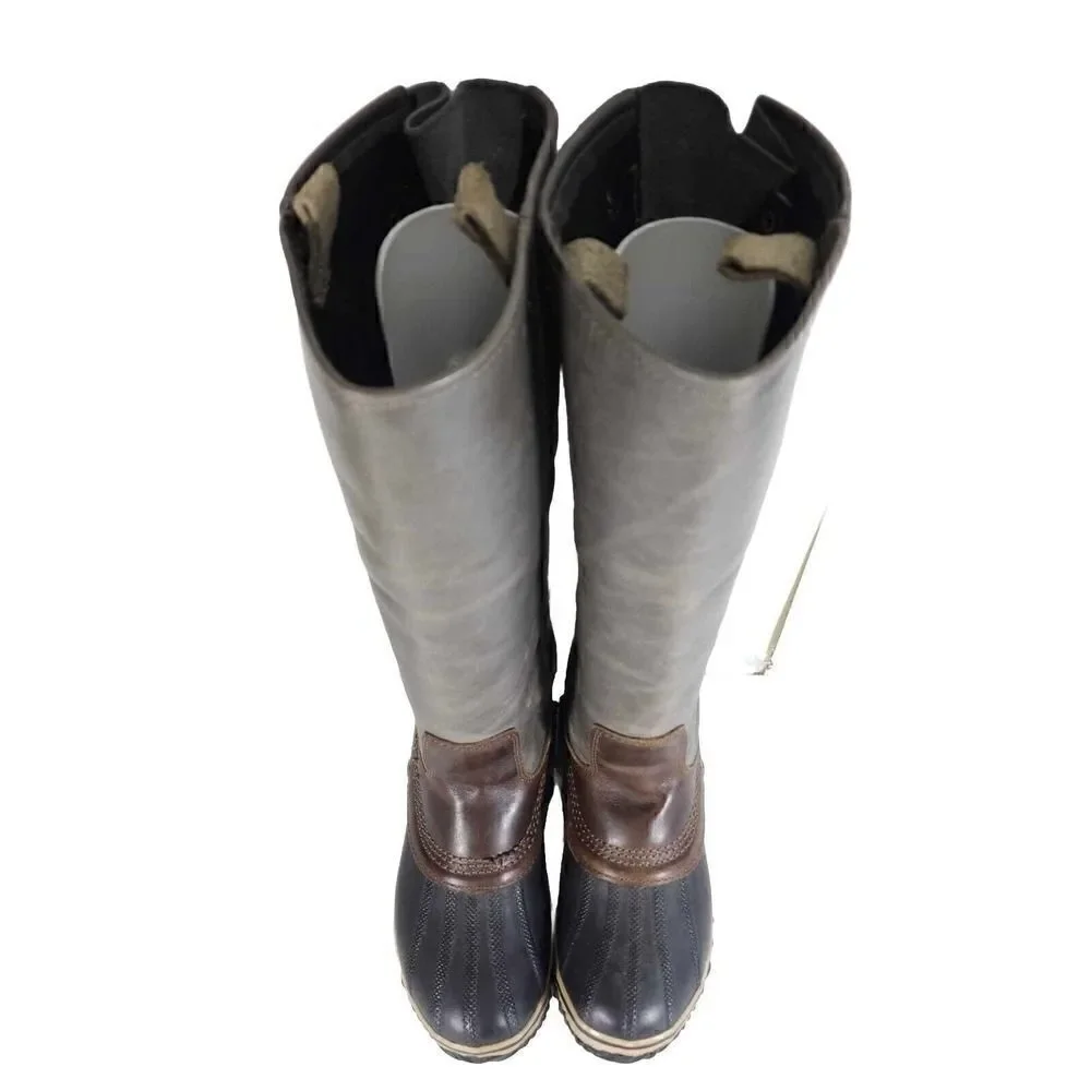 Sorel Women's Slimpack US6,5 Gray Leather Tall Waterproof Equestrian Snow Boots